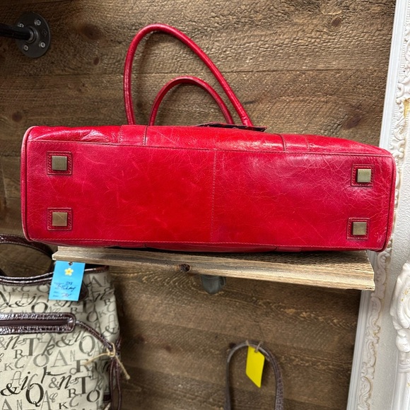 👜 Helen Welsh Red Leather Tote Shoulder Bag - Picture 10 of 12